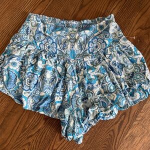 Free People Blue Floral High Waist Shorts